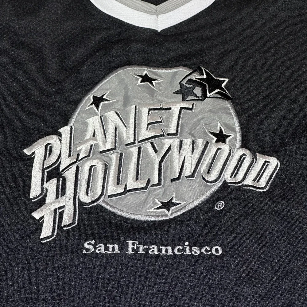 Vintage Planet Hollywood San Francisco Hockey Jersey Mens Medium Black 90s Retro